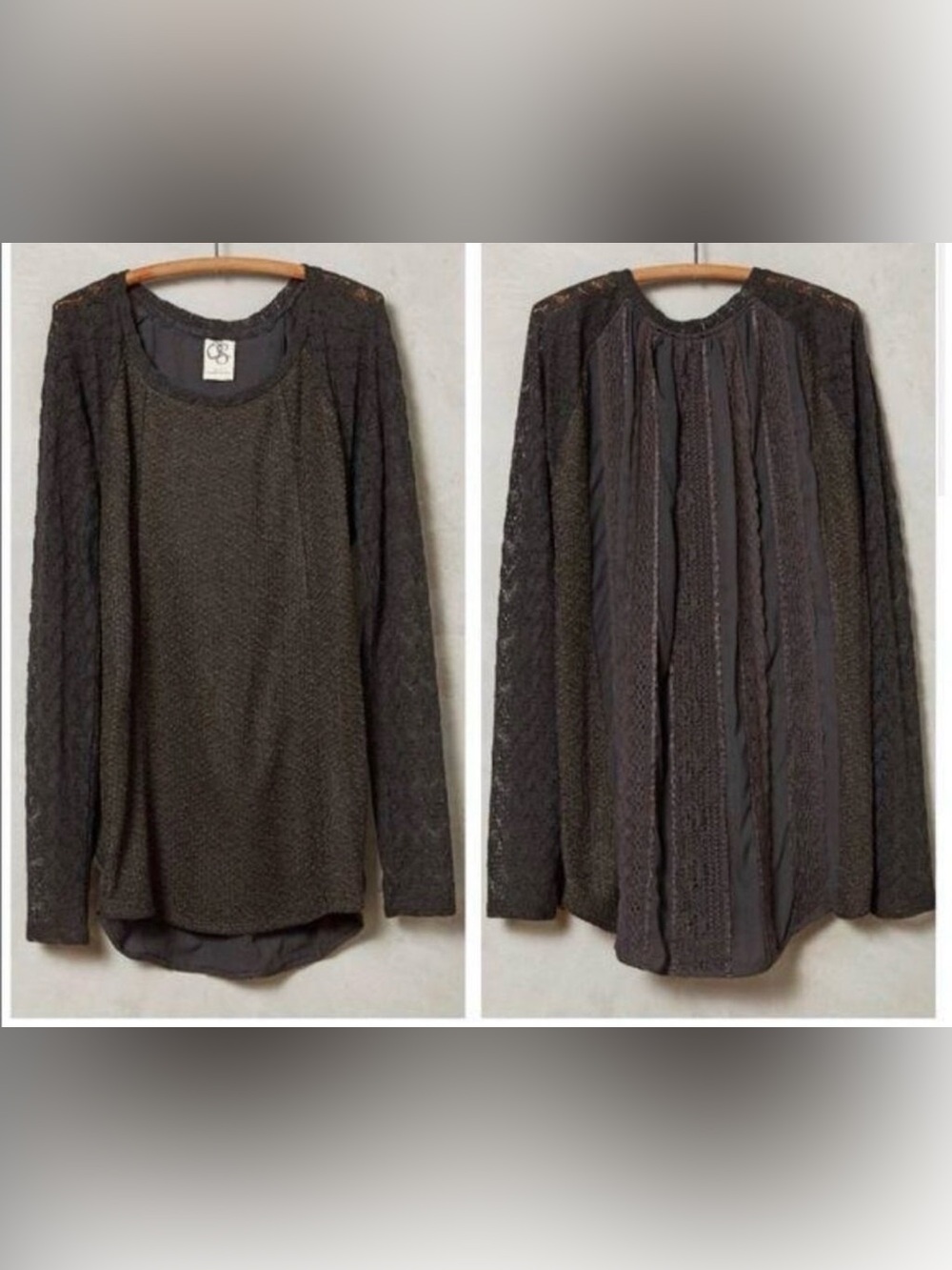 ANTHROPOLOGIE ONE SEPTEMBER crochet ‎ Knit Crochet Blouse Tunic Top Sz Xs